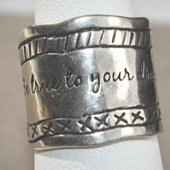 Vintage Silpada Ring 925 Sterling Silver BE TRUE TO YOUR DREAMS Cigar Band Sz 5 - Picture 5 of 9